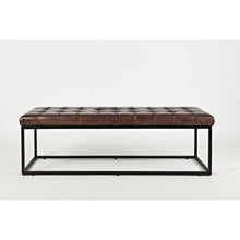 Global Archive 55" Genuine Distressed Leather Ottoman Bench