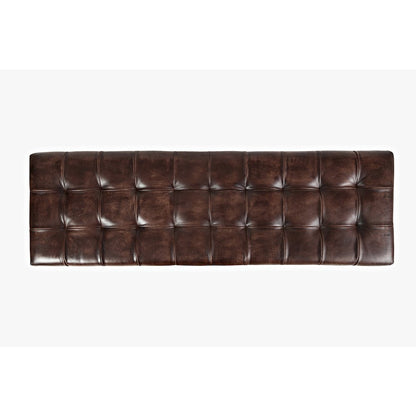 Global Archive 55" Genuine Distressed Leather Ottoman Bench