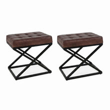 Global Archive Distressed Genuine Leather Ottoman Stool - 2 Pack