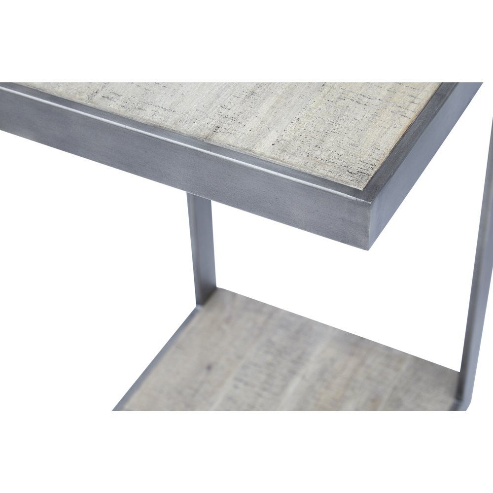 Global Archive Distressed Acacia and Stainless Steel "C" Table