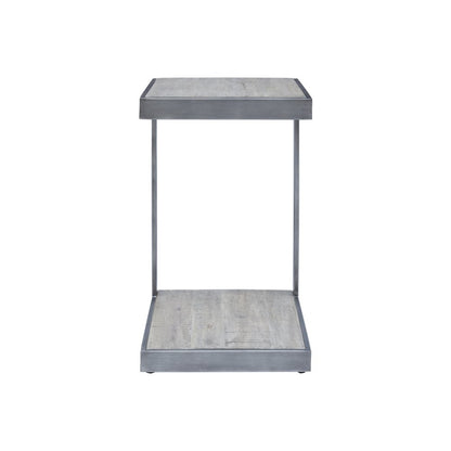 Global Archive Distressed Acacia and Stainless Steel "C" Table