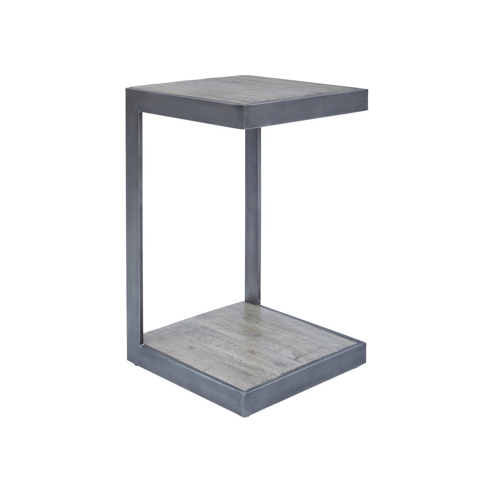 Global Archive Distressed Acacia and Stainless Steel "C" Table