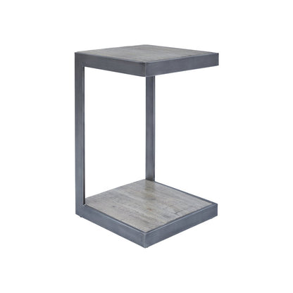 Global Archive Distressed Acacia and Stainless Steel "C" Table