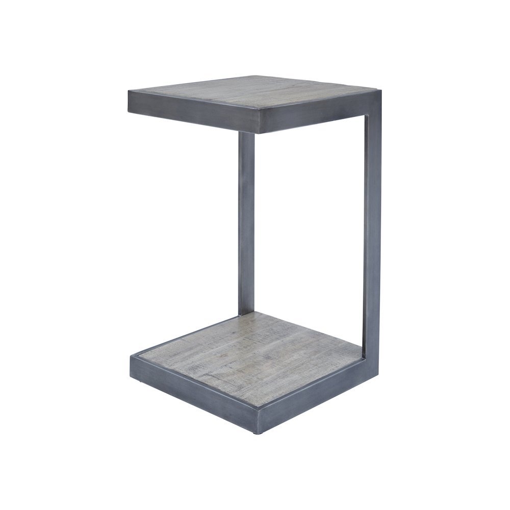 Global Archive Distressed Acacia and Stainless Steel "C" Table