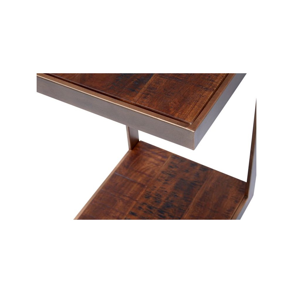 Global Archive Distressed Acacia and Stainless Steel "C" Table