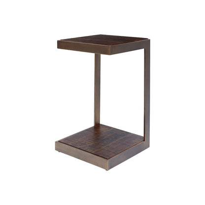 Global Archive Distressed Acacia and Stainless Steel "C" Table