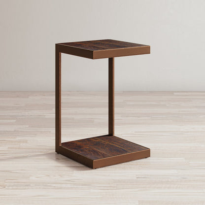 Global Archive Distressed Acacia and Stainless Steel "C" Table