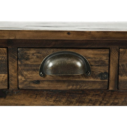 Solid Wood Coffee Table with Distressed Top and 3 Drawers, Rustic, Brown
