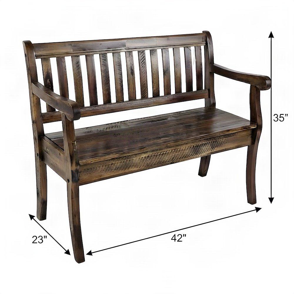 Acacia Wood Storage Bench with Distressed Rustic Farmhouse Lid, Dakota Oak
