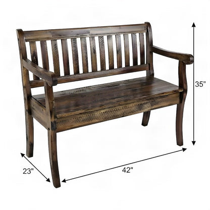 Acacia Wood Storage Bench with Distressed Rustic Farmhouse Lid, Dakota Oak