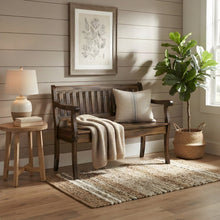 Acacia Wood Storage Bench with Distressed Rustic Farmhouse Lid, Dakota Oak