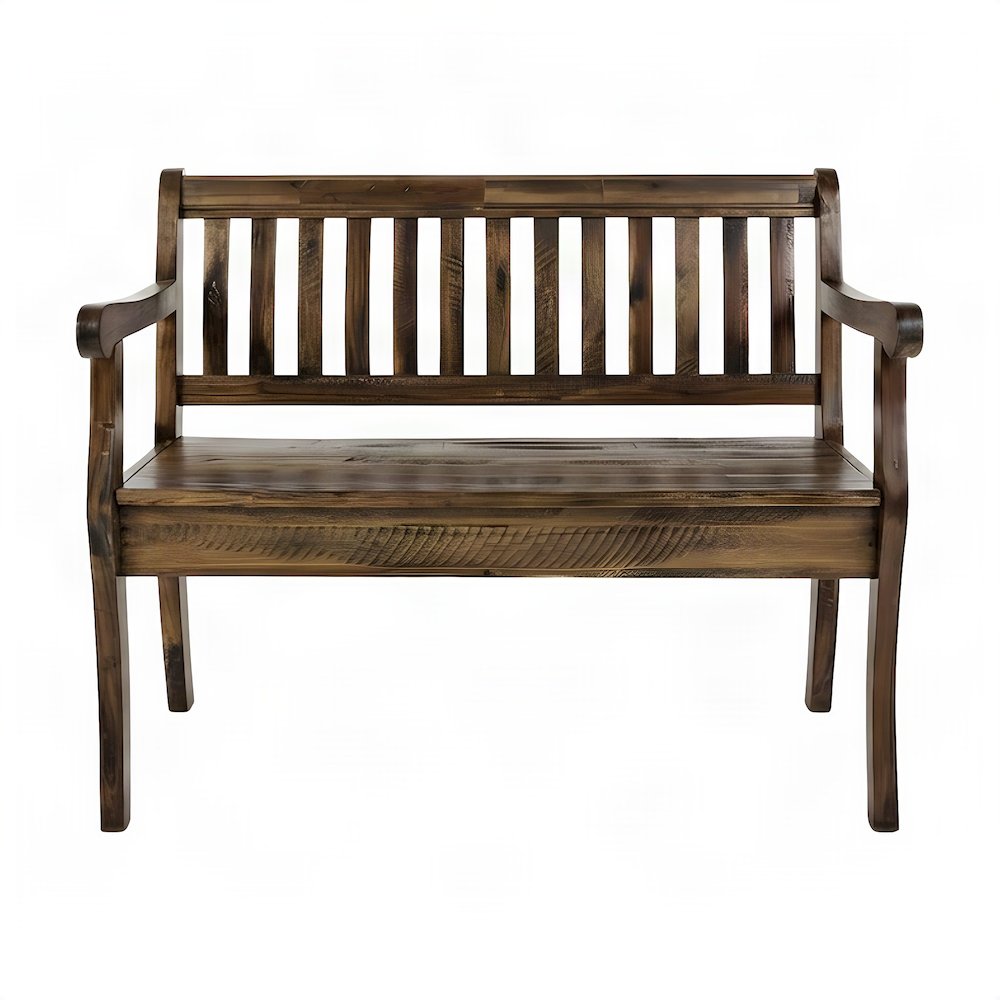 Acacia Wood Storage Bench with Distressed Rustic Farmhouse Lid, Dakota Oak