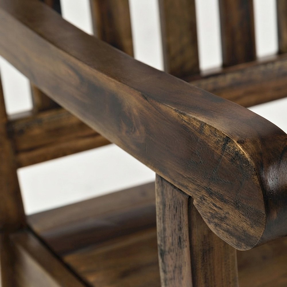 Acacia Wood Storage Bench with Distressed Rustic Farmhouse Lid, Dakota Oak