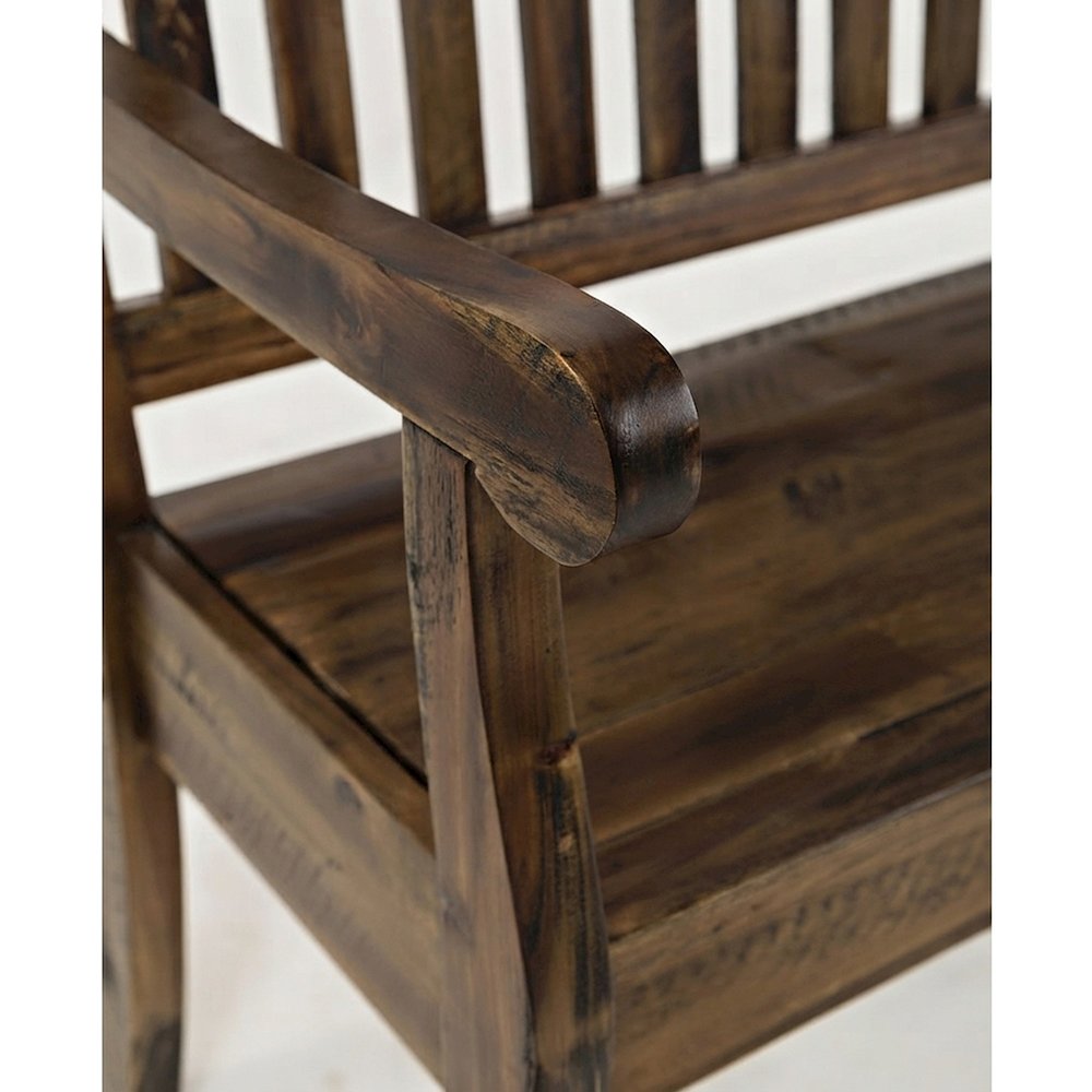 Acacia Wood Storage Bench with Distressed Rustic Farmhouse Lid, Dakota Oak