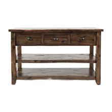 Distressed Solid Wood Farmhouse Sofa and Console Table, 3 Drawers, Dakota Oak