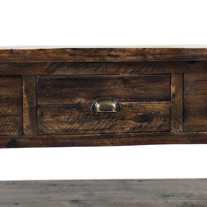Distressed Solid Wood Farmhouse Sofa and Console Table, 3 Drawers, Dakota Oak