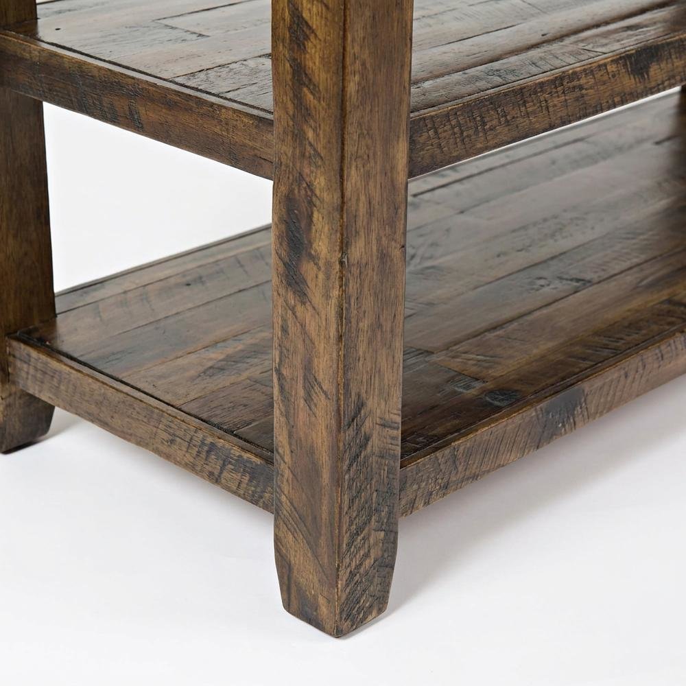 Distressed Solid Wood Farmhouse Sofa and Console Table, 3 Drawers, Dakota Oak