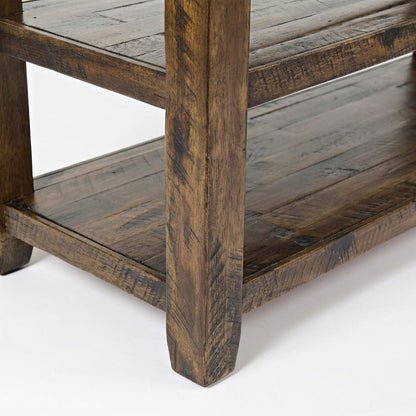 Distressed Solid Wood Farmhouse Sofa and Console Table, 3 Drawers, Dakota Oak
