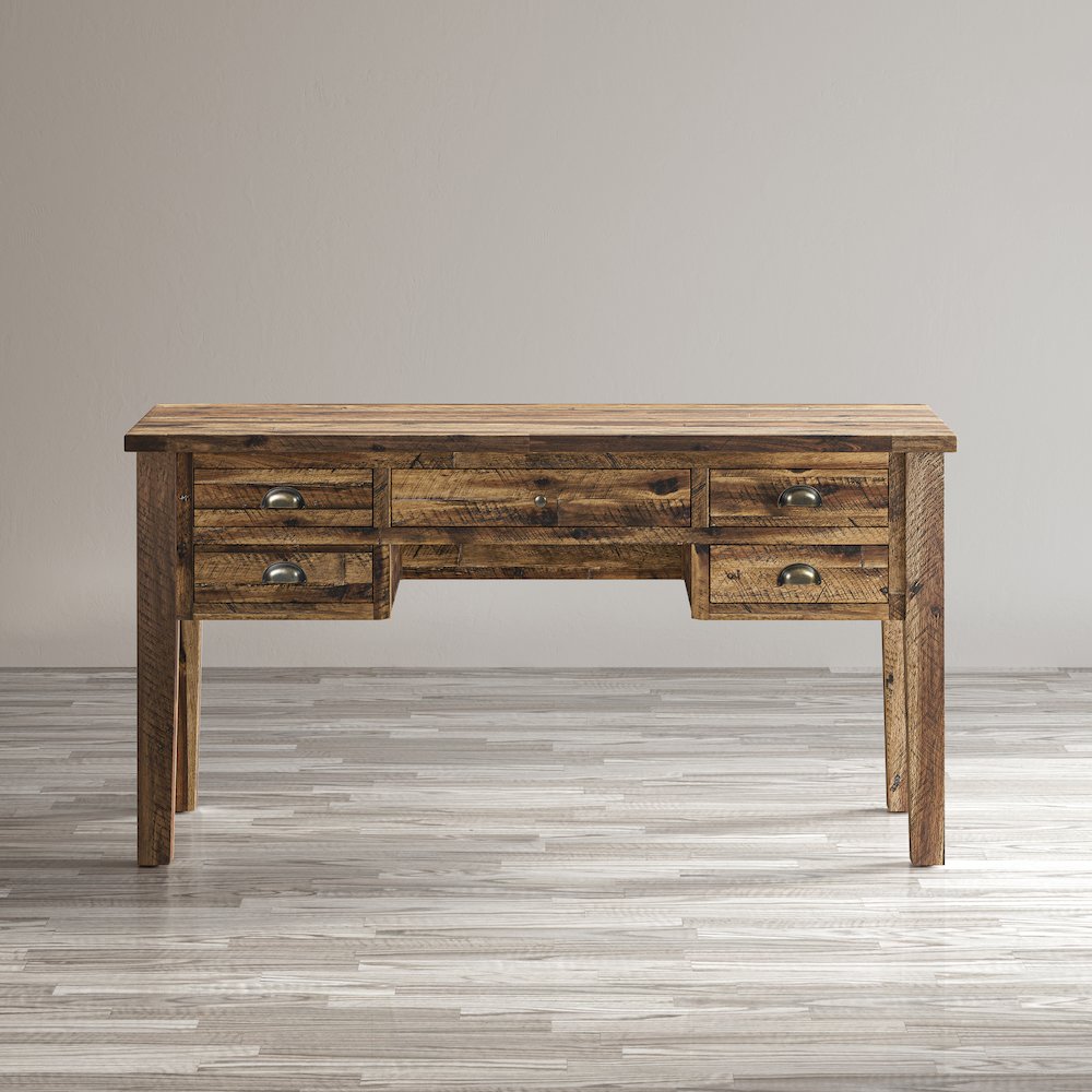 Artisan's Craft Rustic Farmhouse Distressed Acacia 5-Drawer Desk