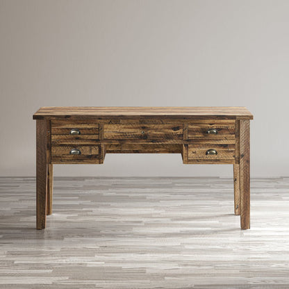 Artisan's Craft Rustic Farmhouse Distressed Acacia 5-Drawer Desk