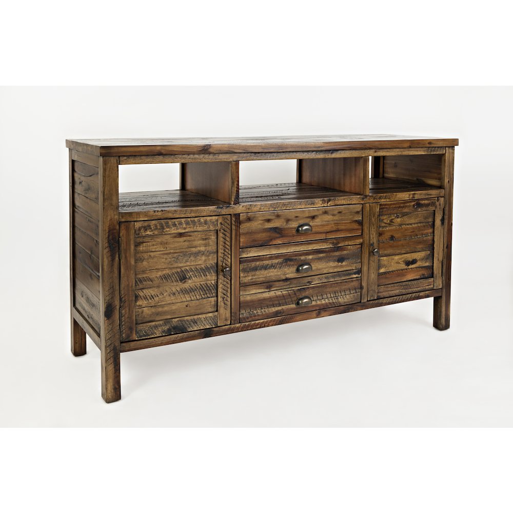 60" Rustic Farmhouse Solid Wood Distressed Media Console TV Stand