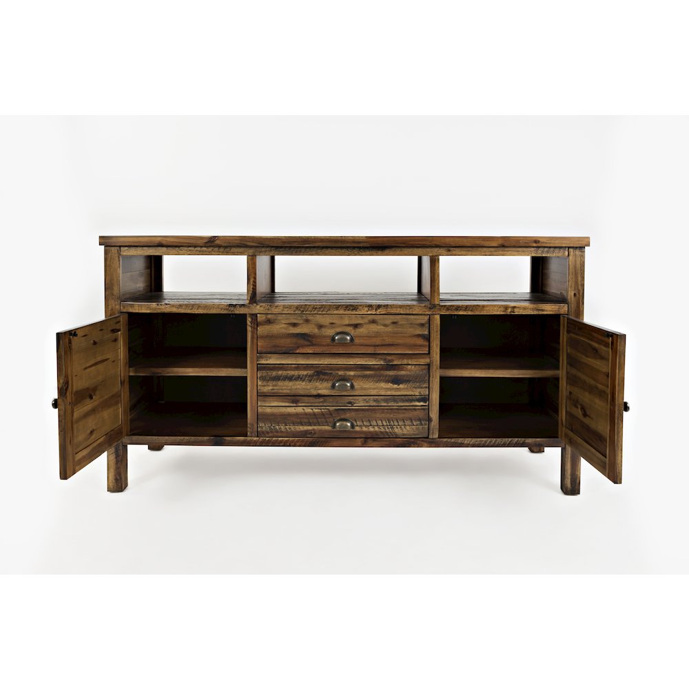 60" Rustic Farmhouse Solid Wood Distressed Media Console TV Stand