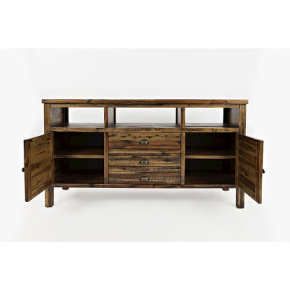 60" Rustic Farmhouse Solid Wood Distressed Media Console TV Stand