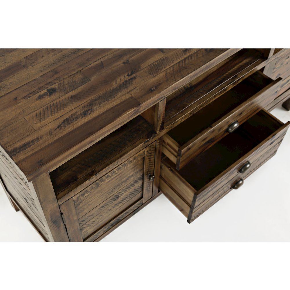 60" Rustic Farmhouse Solid Wood Distressed Media Console TV Stand