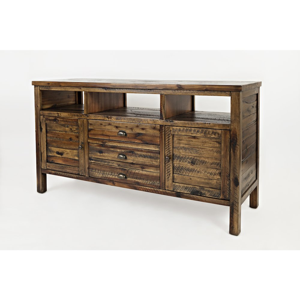 60" Rustic Farmhouse Solid Wood Distressed Media Console TV Stand