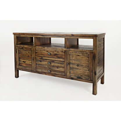 60" Rustic Farmhouse Solid Wood Distressed Media Console TV Stand