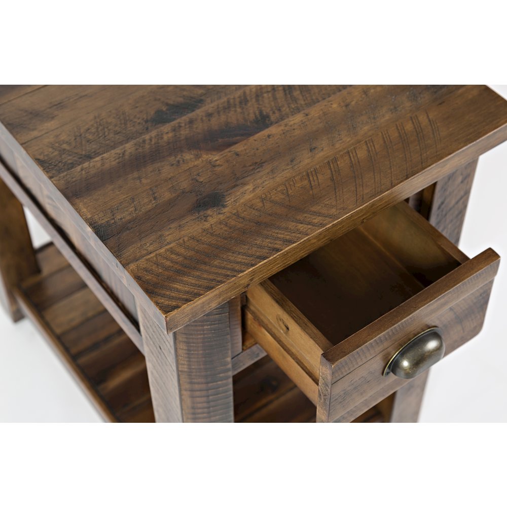 Artisan's Craft Rustic Farmhouse Distressed Solid Wood Chairside Table