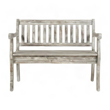 Acacia Wood Distressed Storage Bench with Lift-Top, Farmhouse, Washed Grey