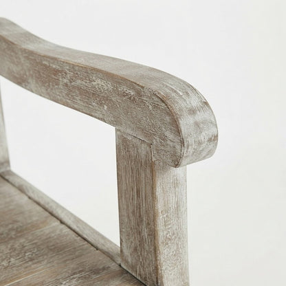 Acacia Wood Distressed Storage Bench with Lift-Top, Farmhouse, Washed Grey