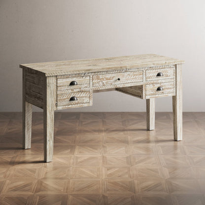 Artisan's Craft Rustic Farmhouse Distressed Solid Wood 5-Drawer Desk