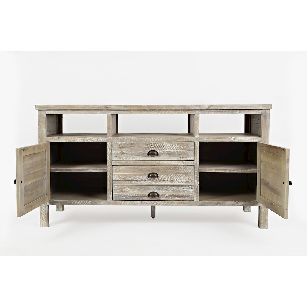 60" Rustic Farmhouse Solid Wood Distressed Media Console TV Stand