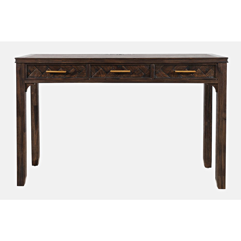 Gramercy Mid-Century Modern Chevron Three Drawer USB Charging Desk