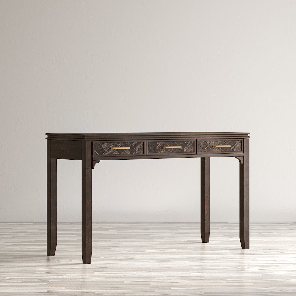 Gramercy Mid-Century Modern Chevron Three Drawer USB Charging Desk