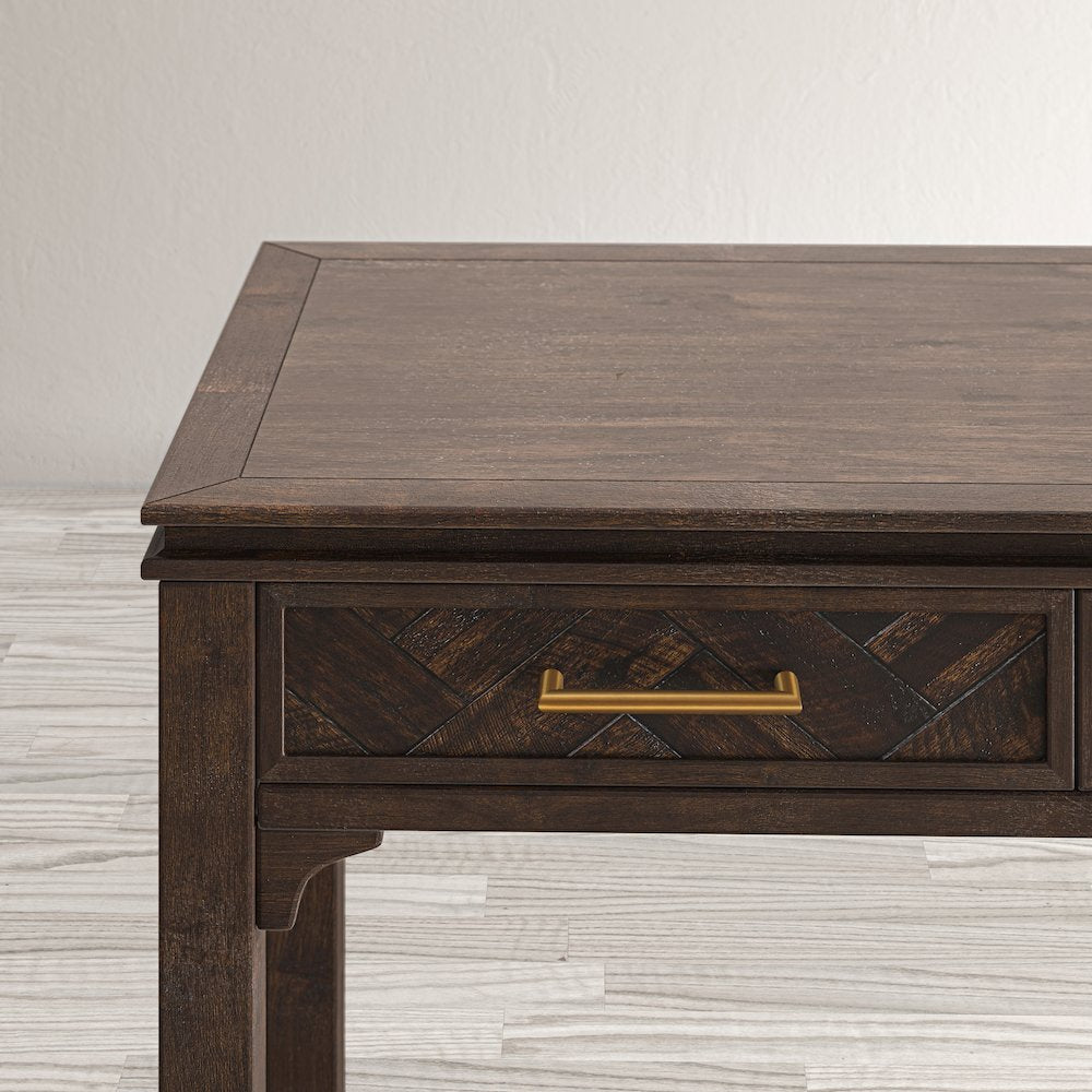 Gramercy Mid-Century Modern Chevron Three Drawer USB Charging Desk