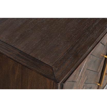Gramercy Mid-Century Modern Chevron Four Door 79" Accent Cabinet