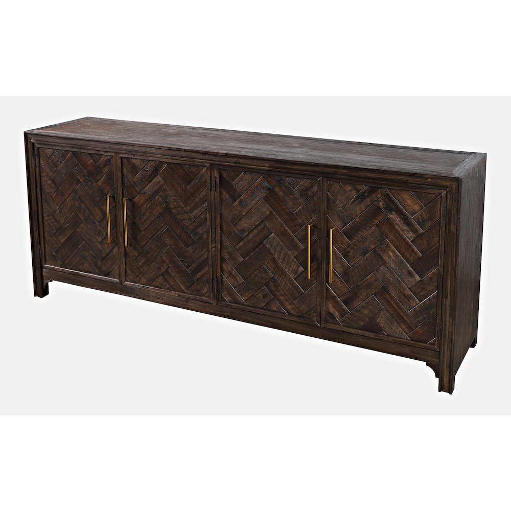 Gramercy Mid-Century Modern Chevron Four Door 79" Accent Cabinet
