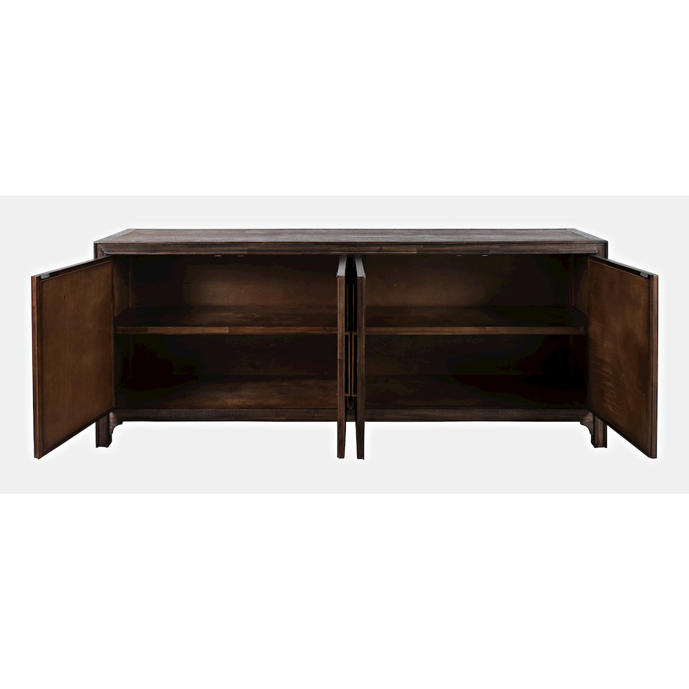 Gramercy Mid-Century Modern Chevron Four Door 79" Accent Cabinet