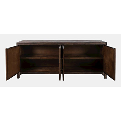 Gramercy Mid-Century Modern Chevron Four Door 79" Accent Cabinet