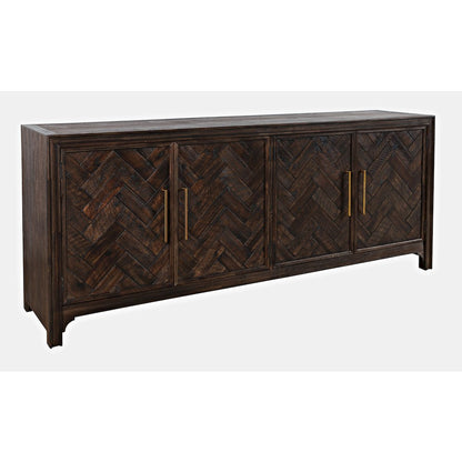 Gramercy Mid-Century Modern Chevron Four Door 79" Accent Cabinet