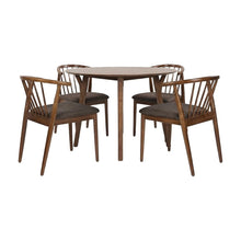 Acacia Veneer Round Dining Table with Chairs 5 Piece Set, Brown With Grey