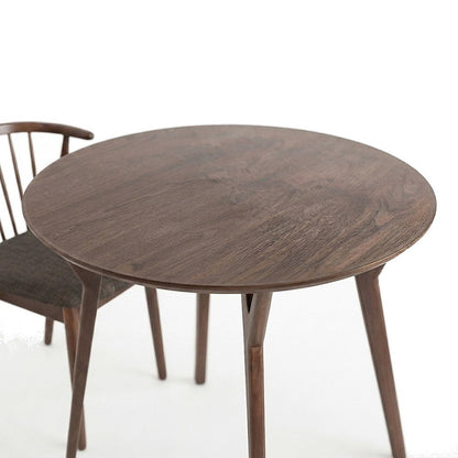Acacia Veneer Round Dining Table with Chairs 5 Piece Set, Brown With Grey