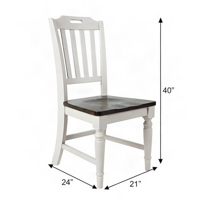 Farmhouse Solid Rubberwood Slatback Kitchen Dining Chairs, Set of 2, Grey