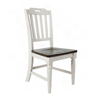 Farmhouse Solid Rubberwood Slatback Kitchen Dining Chairs, Set of 2, Grey