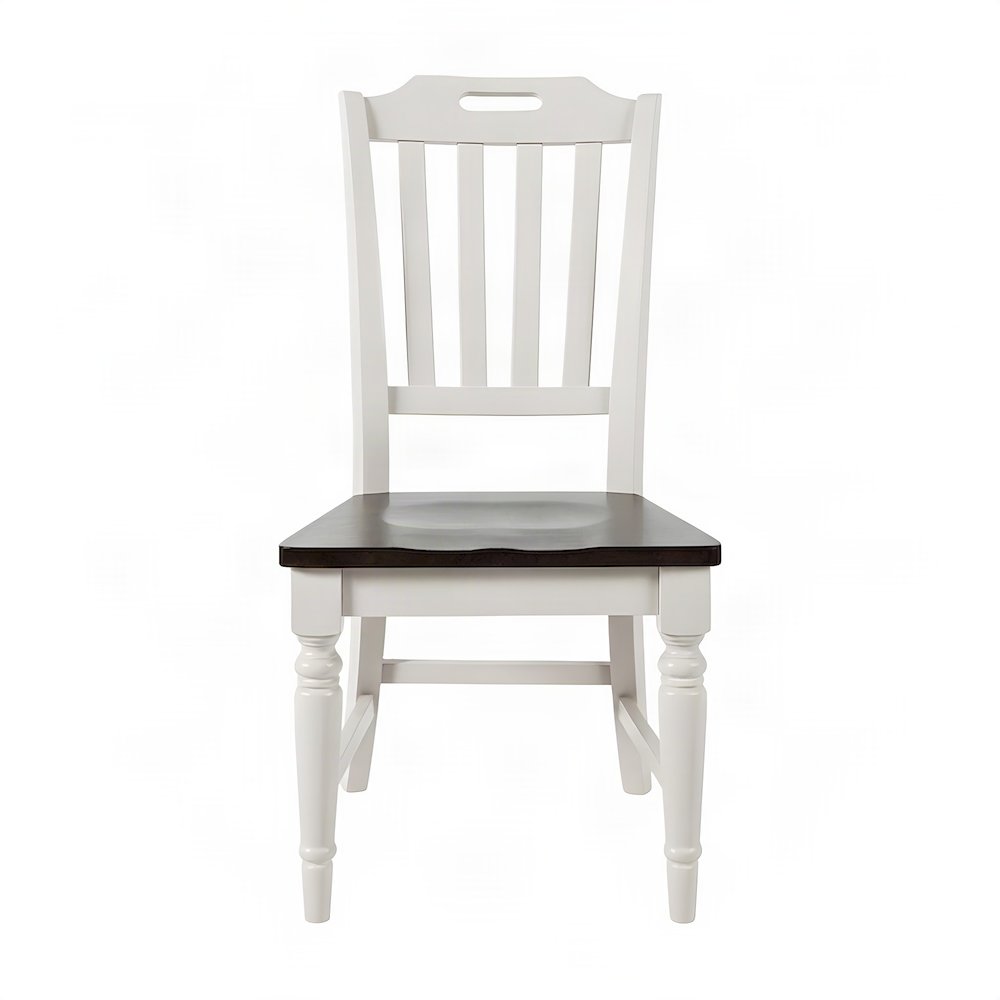 Farmhouse Solid Rubberwood Slatback Kitchen Dining Chairs, Set of 2, Grey