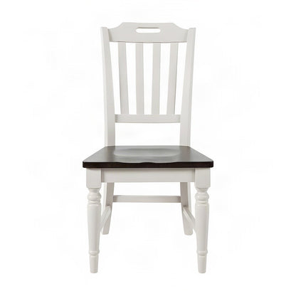 Farmhouse Solid Rubberwood Slatback Kitchen Dining Chairs, Set of 2, Grey