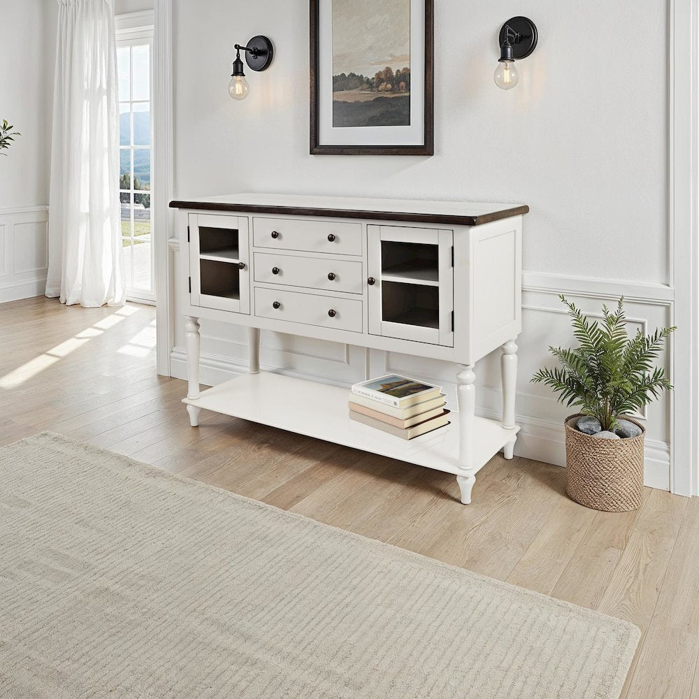 Orchard Park Farmhouse Solid Rubberwood Storage Cabinet Server